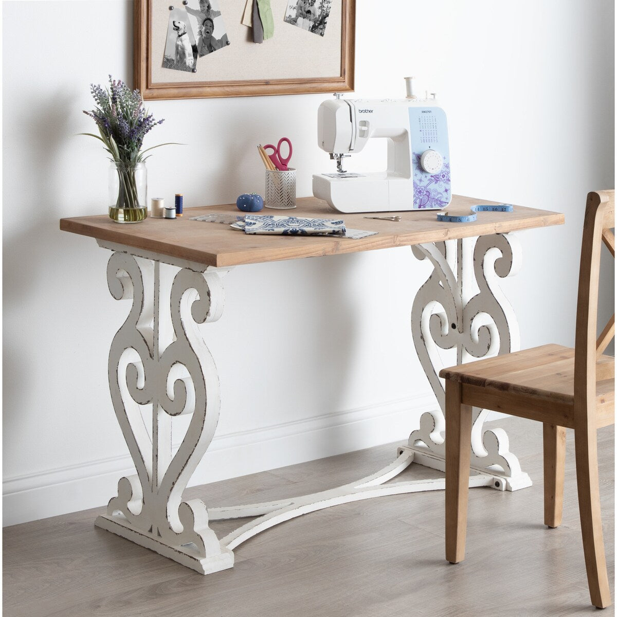 Kate and Laurel Wyldwood Rustic Carved Wood Desk