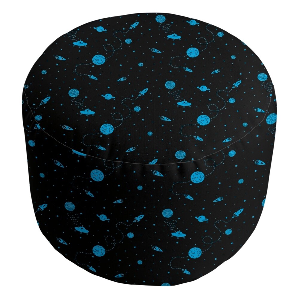 Katelyn Elizabeth Black & Blue Outer Space Pattern Ottoman