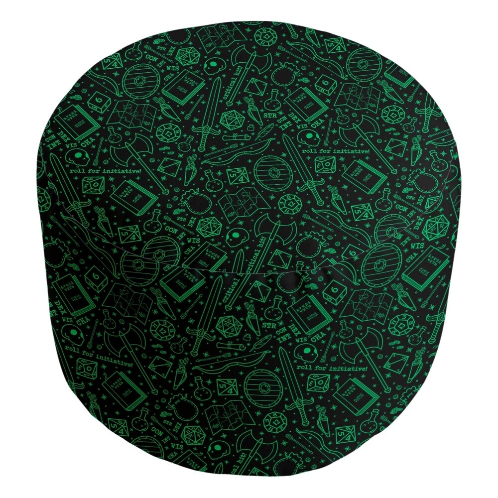 Katelyn Elizabeth Black & Green RPG Pattern Ottoman