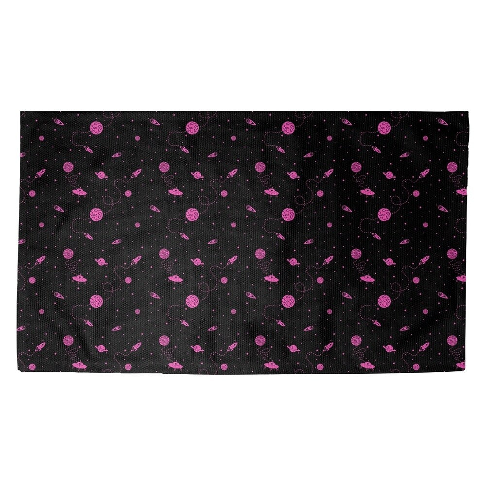 Katelyn Elizabeth Black & Pink Outer Space Pattern Dobby Rug