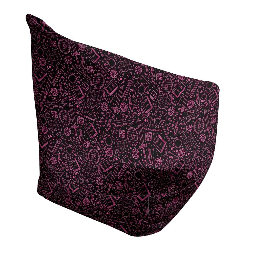 Katelyn Elizabeth Black & Pink RPG Pattern Bean Bag