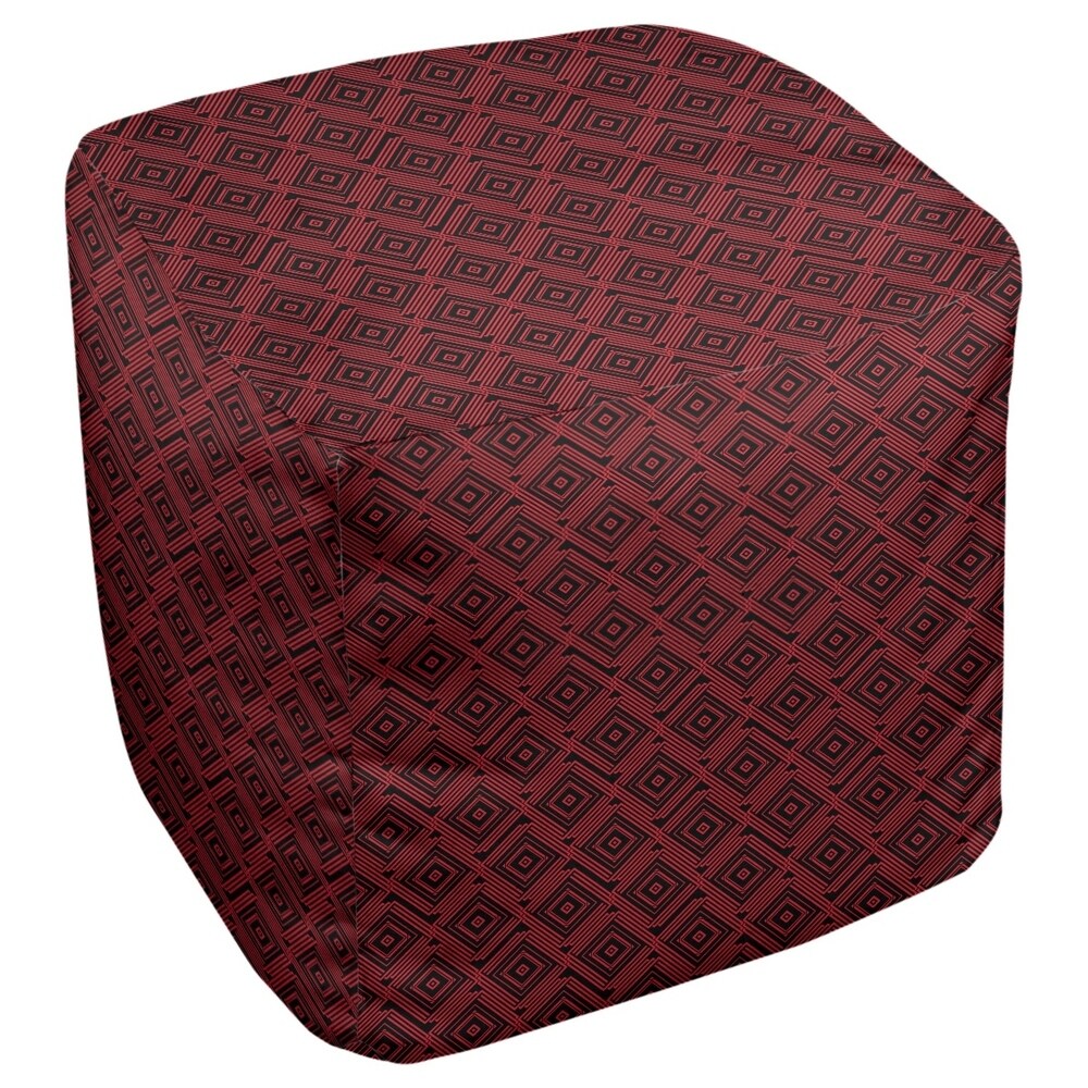 Katelyn Elizabeth Black & Red Square Maze Ottoman