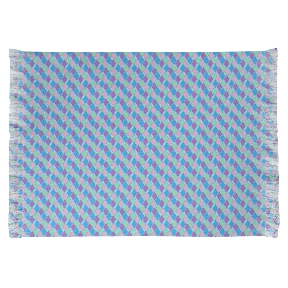 Katelyn Elizabeth Blue Multicolor Retro Diamonds Chenille Rug