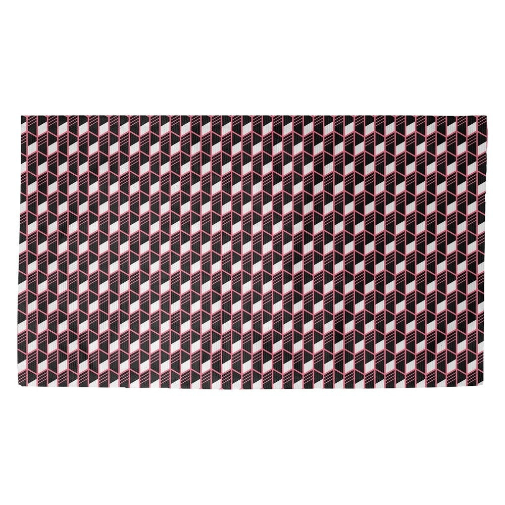 Katelyn Elizabeth Coral Geometric Stripes Dobby Rug