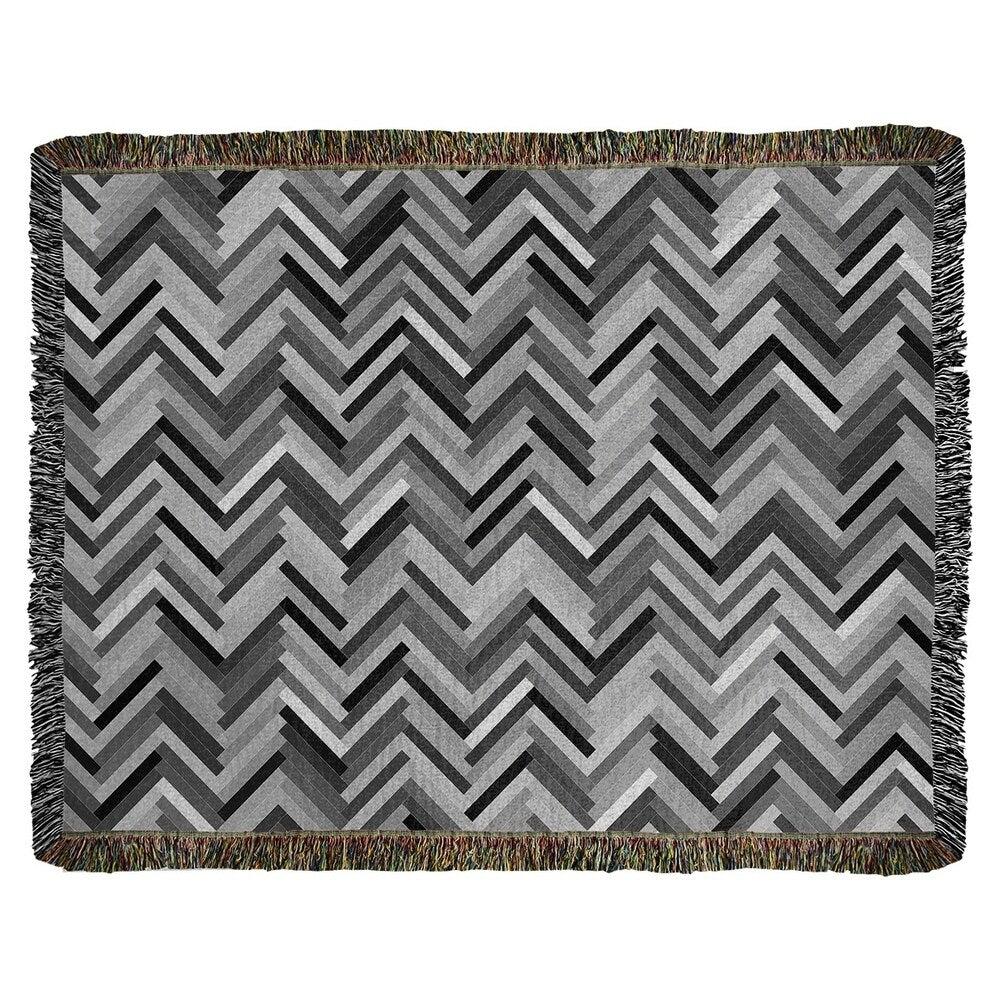 Katelyn Elizabeth Grayscale Multicolor Herringbone Woven Blanket - Artwork Content Process - Multi
