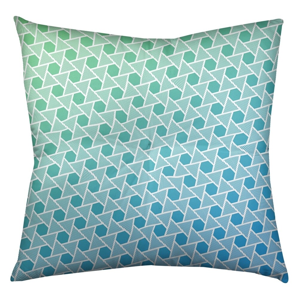 Katelyn Elizabeth Green & Blue Hexagons & Triangles Floor Pillow - Square Tufted