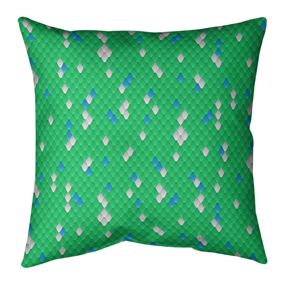 Katelyn Elizabeth Green & Blue Snake Scales Pillow (Indoor/Outdoor)