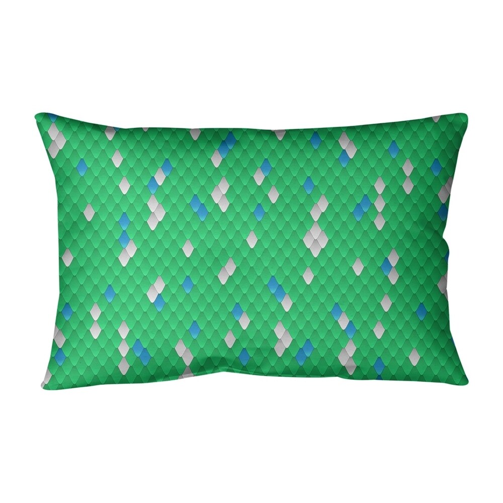 Katelyn Elizabeth Green & Blue Snake Scales Pillow (Indoor/Outdoor)