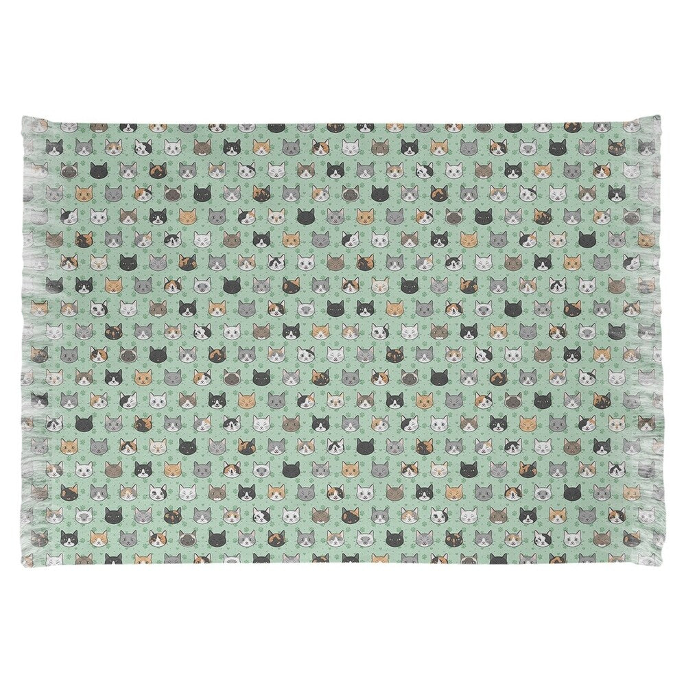 Katelyn Elizabeth Green Kitty Cat Pattern Chenille Rug