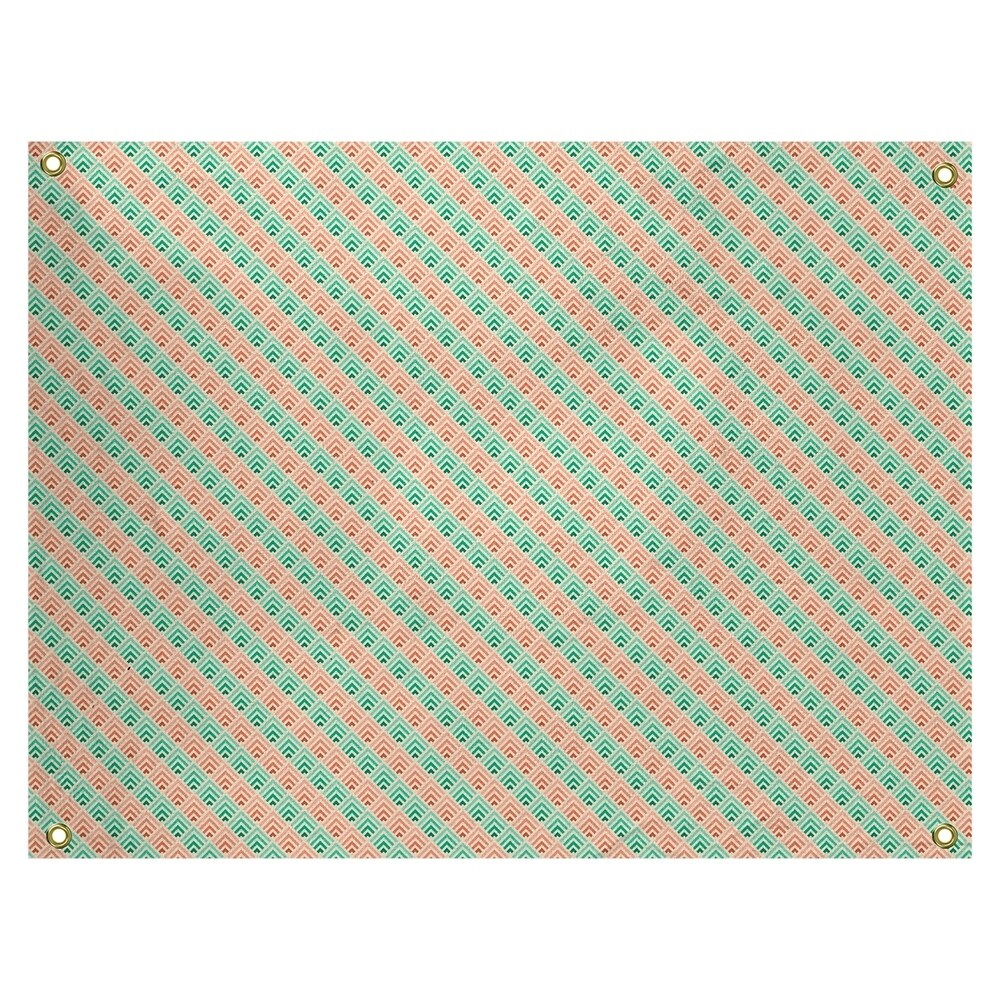 Katelyn Elizabeth Green & Orange Reverse Ombre Geometric Pattern Tapestry In/Out