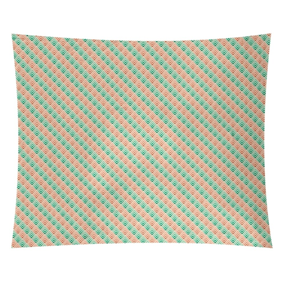 Katelyn Elizabeth Green & Orange Reverse Ombre Geometric Pattern Tapestry In/Out