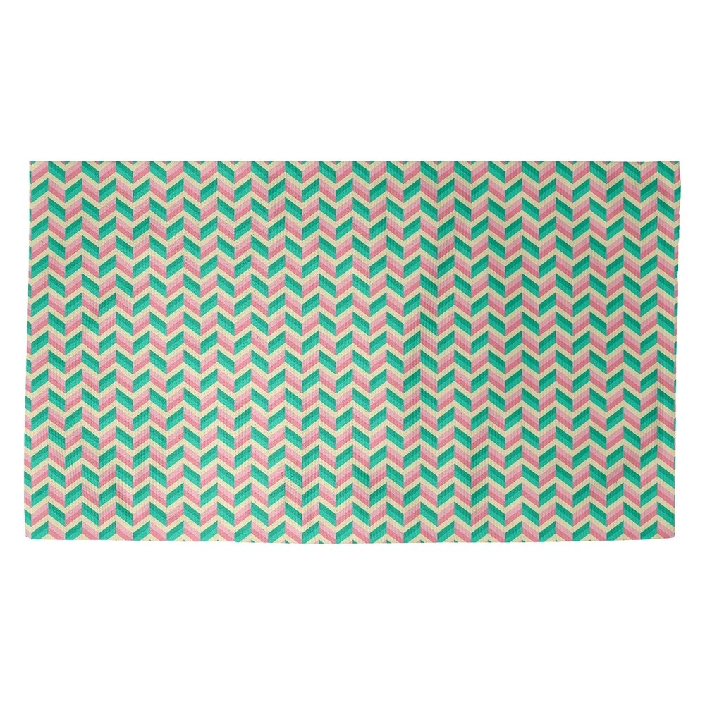 Katelyn Elizabeth Green & Pink Chevrons Dobby Rug