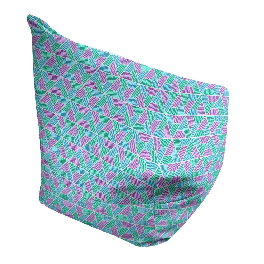 Katelyn Elizabeth Green Purple & Blue Trapezoids Bean Bag w/Filled Insert