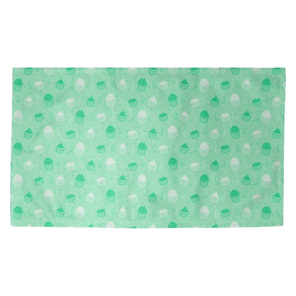 Katelyn Elizabeth Green & White Cupcake Pattern Dobby Rug