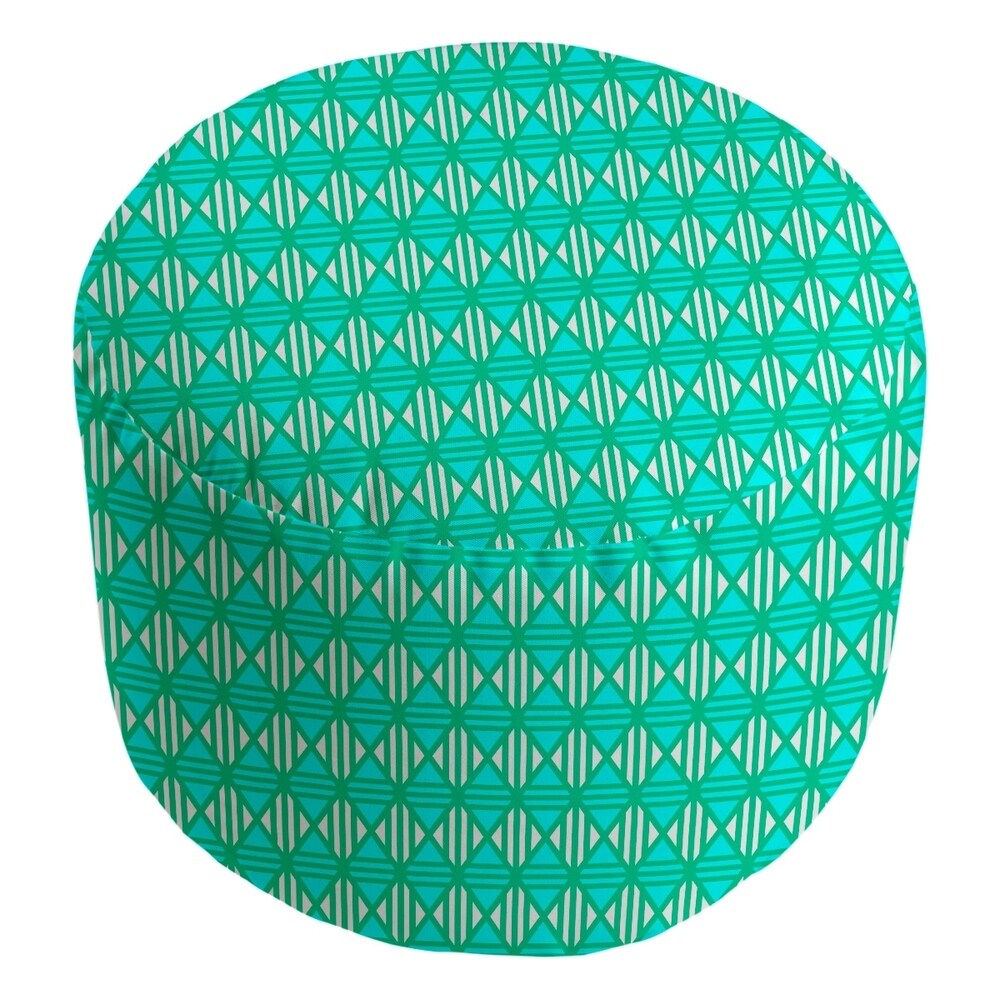 Katelyn Elizabeth Green with Teal Lined Diamonds Ottoman