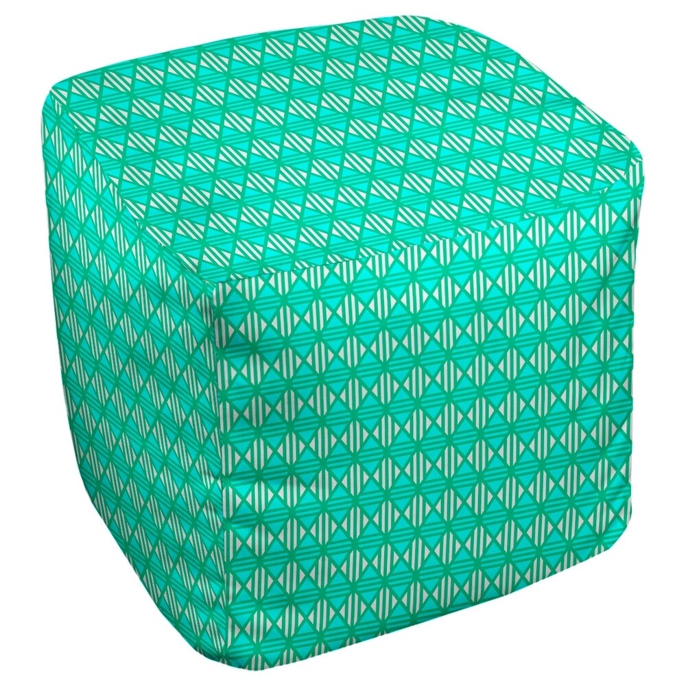 Katelyn Elizabeth Green with Teal Lined Diamonds Ottoman