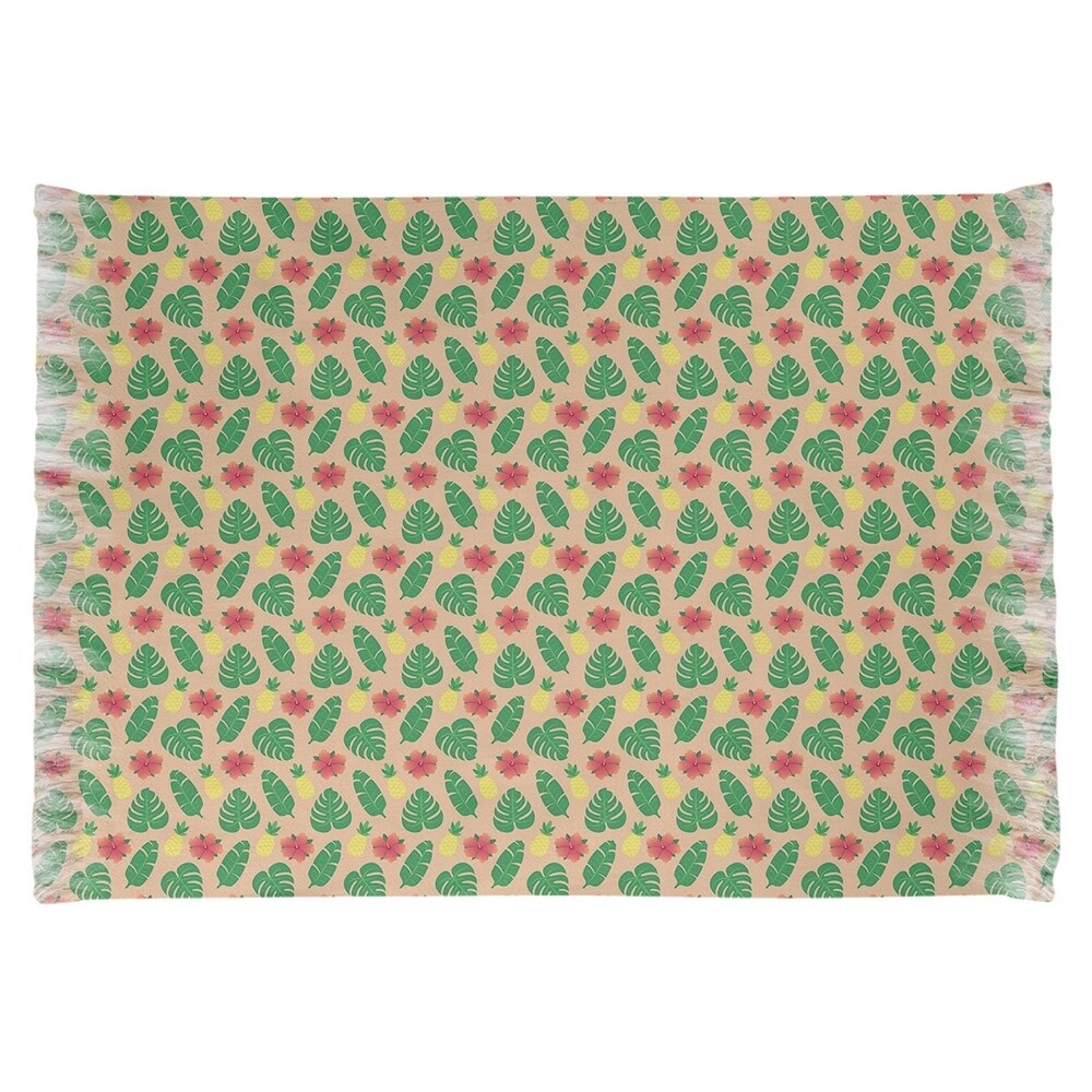 Katelyn Elizabeth Orange Tropical Pattern Chenille Rug