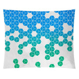 Katelyn Elizabeth Peacock & White Tumbling Cube Pattern Tapestry