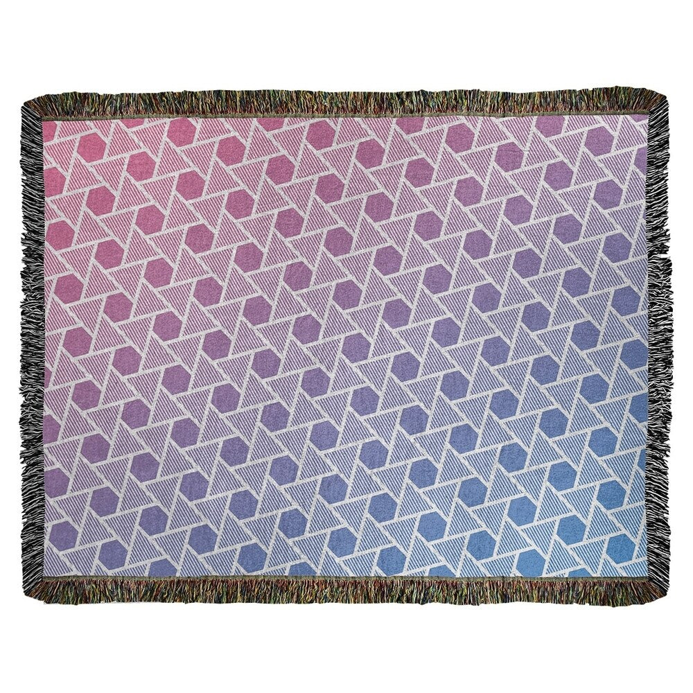 Katelyn Elizabeth Pink & Blue Hexagons & Triangles Woven Blanket - Artwork Content Process - Multi