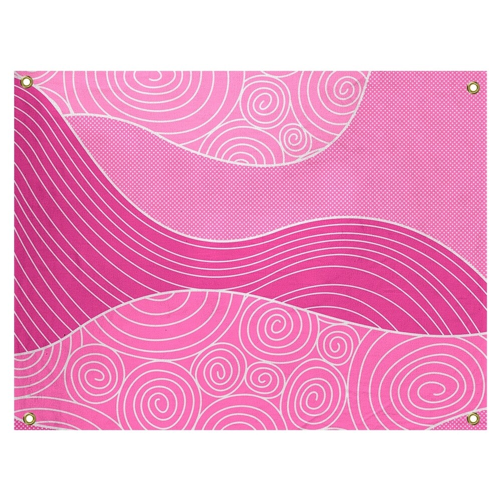 Katelyn Elizabeth Pink Hand Drawn Waves Tapestry In/Out
