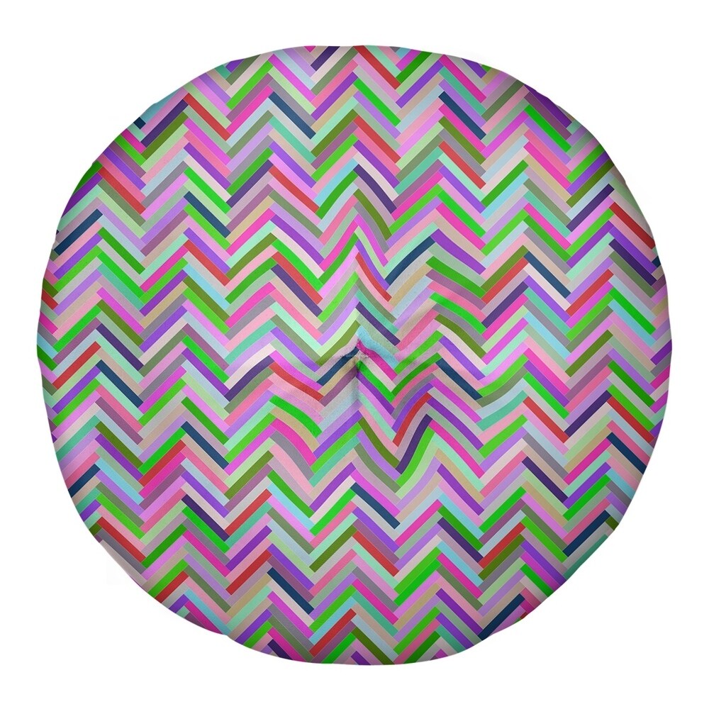 Katelyn Elizabeth Pink Multicolor Herringbone Floor Pillow - Square Tufted