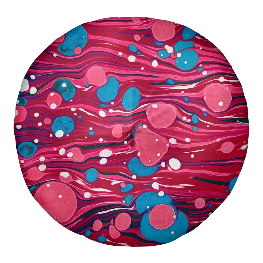 Katelyn Elizabeth Pink Paint Swirls Floor Pillow - Square Tufted