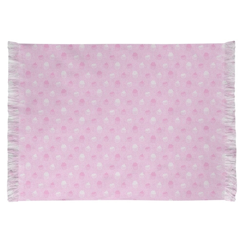 Katelyn Elizabeth Pink & White Cupcake Pattern Chenille Rug