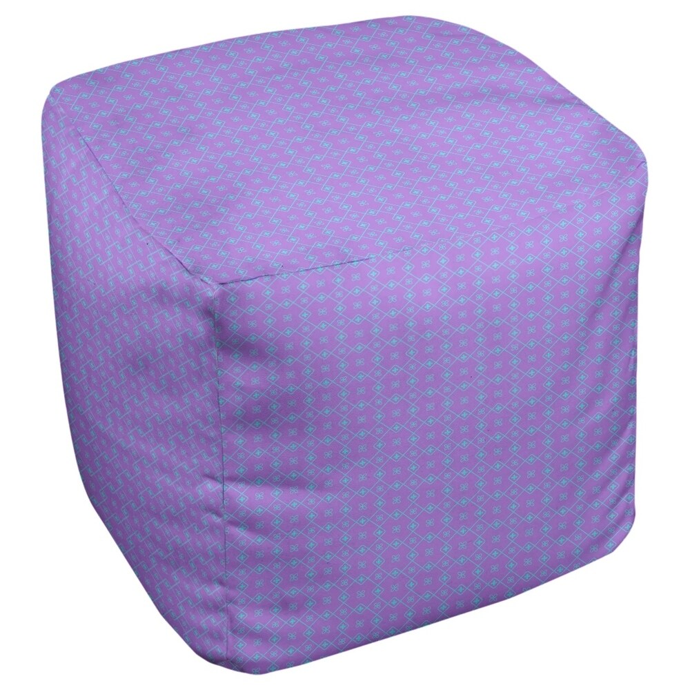 Katelyn Elizabeth Purple with Blue Doily Pattern Ottoman