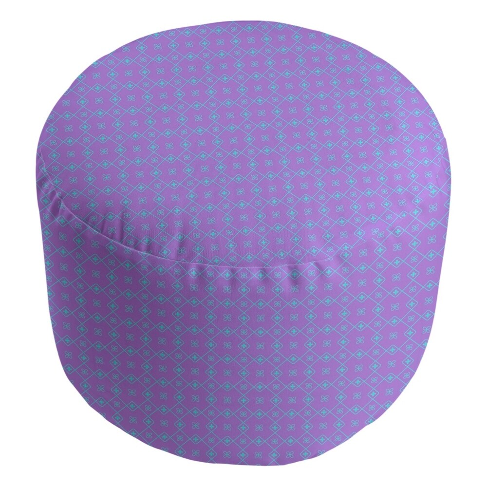 Katelyn Elizabeth Purple with Blue Doily Pattern Ottoman
