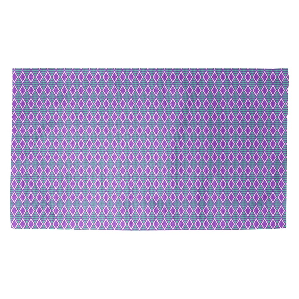 Katelyn Elizabeth Purple with Green Geometric Diamonds Dobby Rug