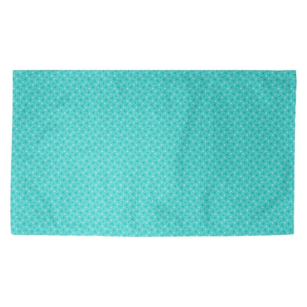 Katelyn Elizabeth Teal & White Hexagonal Lattice Dobby Rug