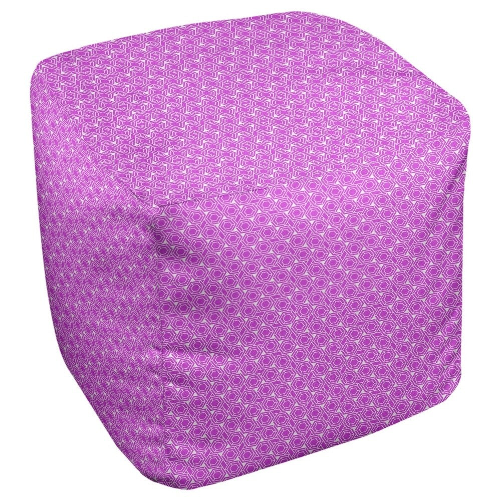 Katelyn Elizabeth Violet & White Hexagonal Lattice Ottoman
