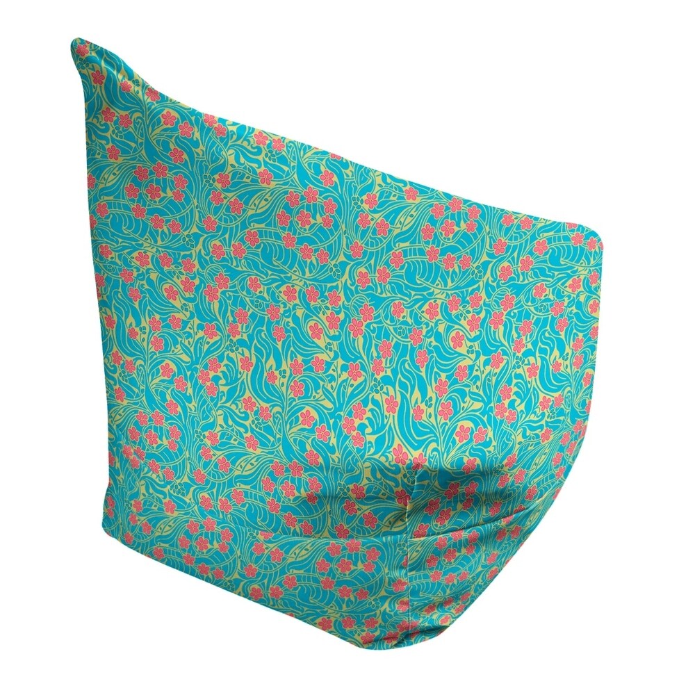 Katelyn Elizabeth Yellow Blue & Pink Swirly Floral Pattern Bean Bag