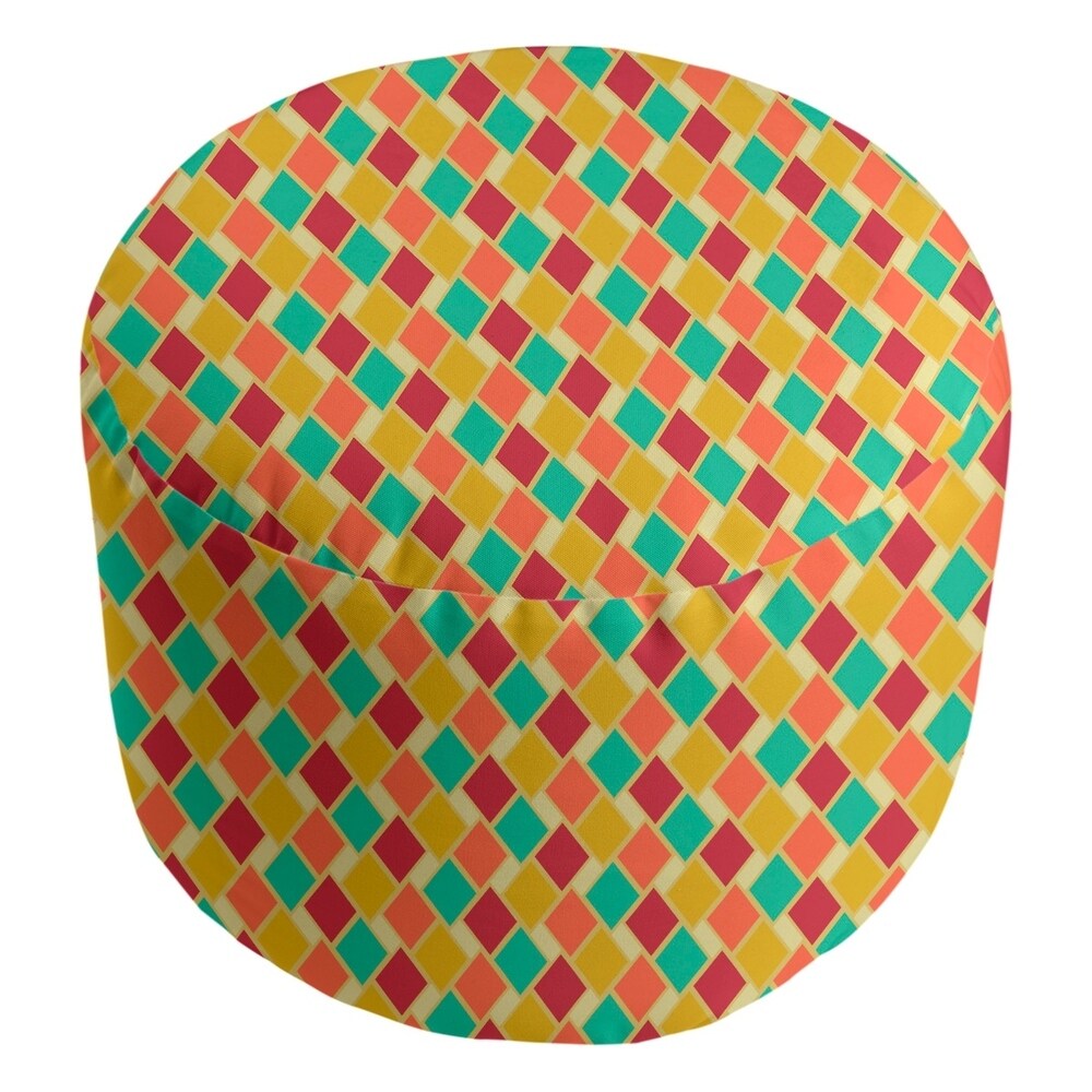 Katelyn Elizabeth Yellow & Orange Retro Diamonds Ottoman