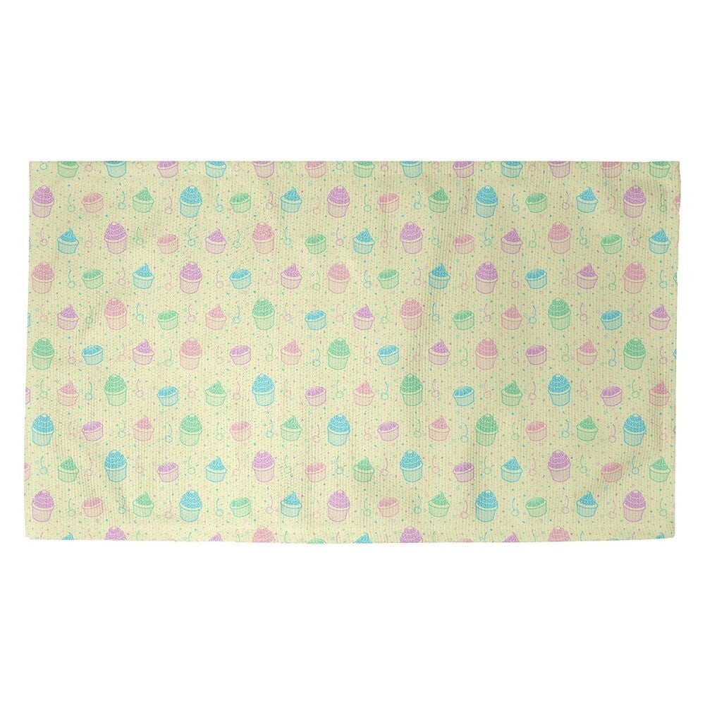 Katelyn Elizabeth Yellow Pastel Cupcake Pattern Dobby Rug