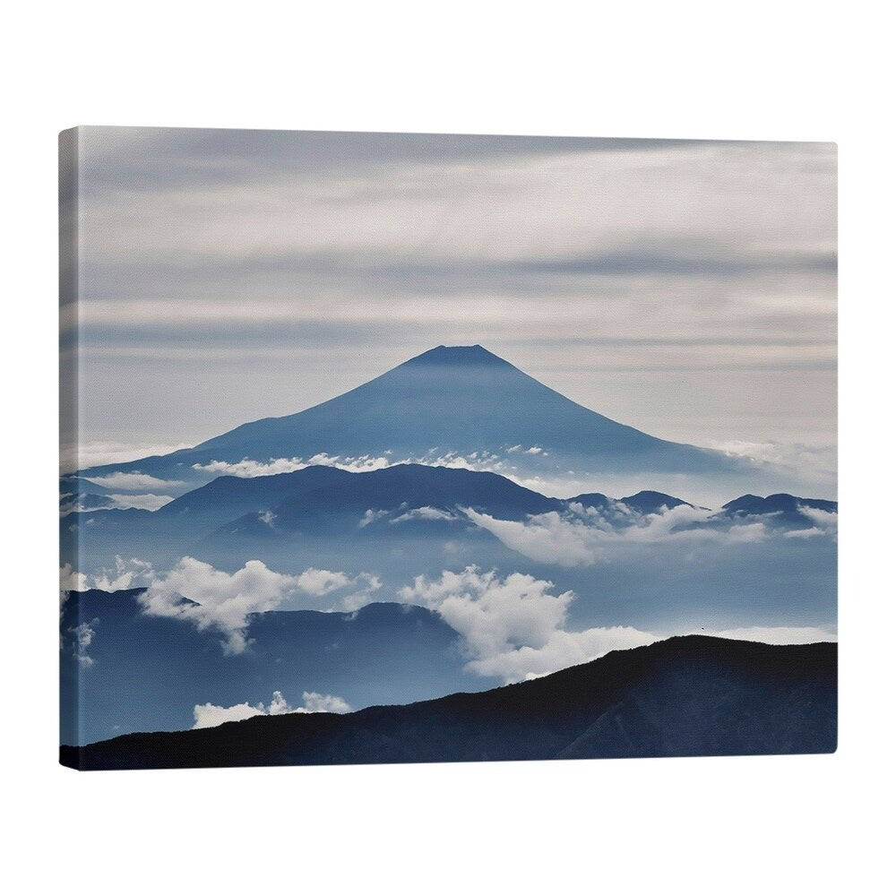 Katelyn Smith A View of Mt. Fuji Gallery-Wrapped Canvas - Blue