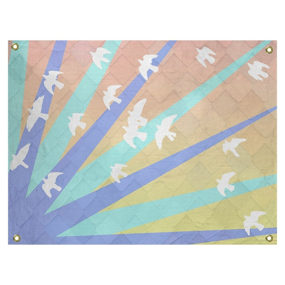 Katelyn Smith Birds and Sun Blue and Orange Ombre Wall Tapestry - 26 x 36