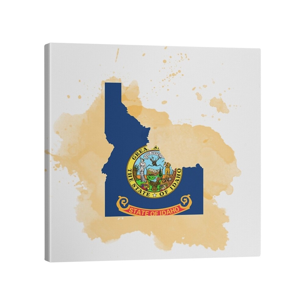 Katelyn Smith Idaho Flag Watercolor Gallery-Wrapped Canvas - White