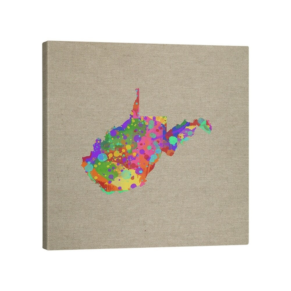 Katelyn Smith West Virginia Watercolor Gallery-Wrapped Canvas - Brown