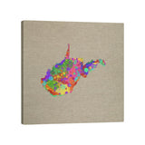 Katelyn Smith West Virginia Watercolor Gallery-Wrapped Canvas - Brown