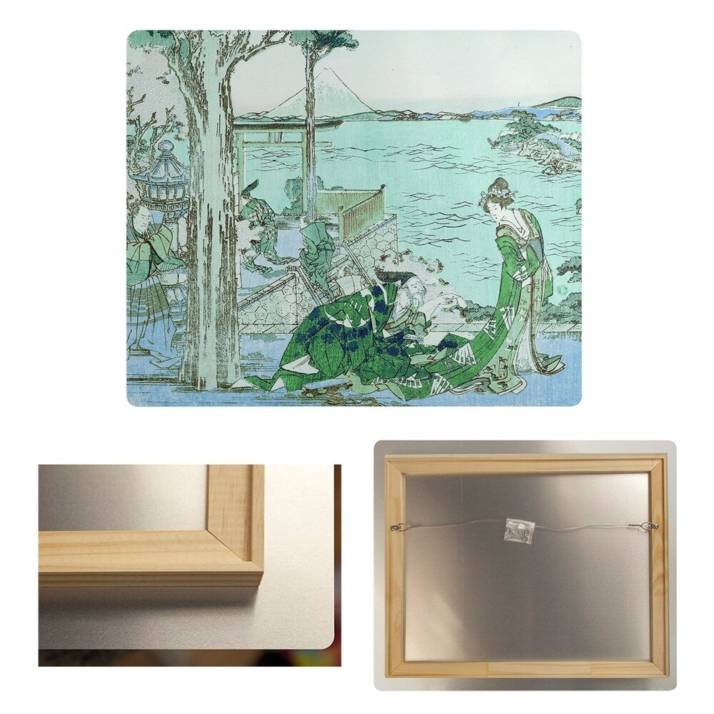 Katsushika Hokusai Japanese Courtesan in Green with Blue Accents Metal Print