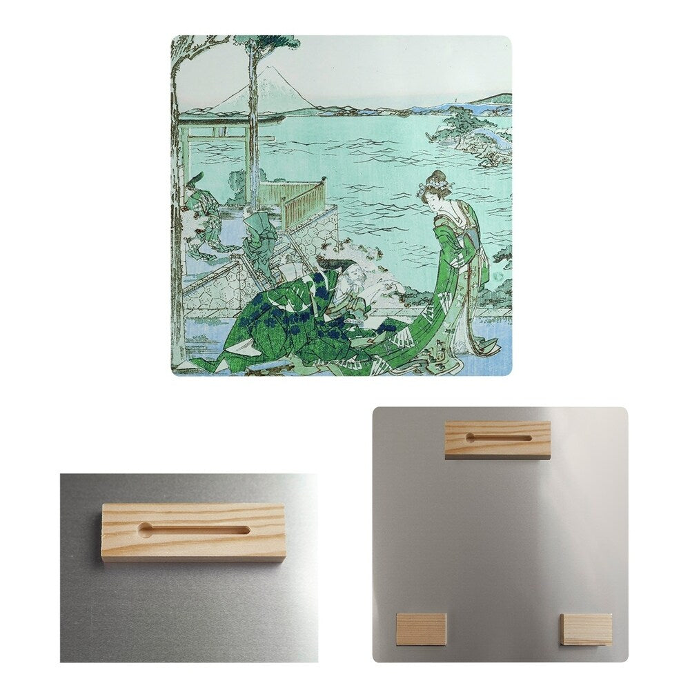 Katsushika Hokusai Japanese Courtesan in Green with Blue Accents Metal Print