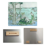 Katsushika Hokusai Japanese Courtesan in Green with Blue Accents Metal Print
