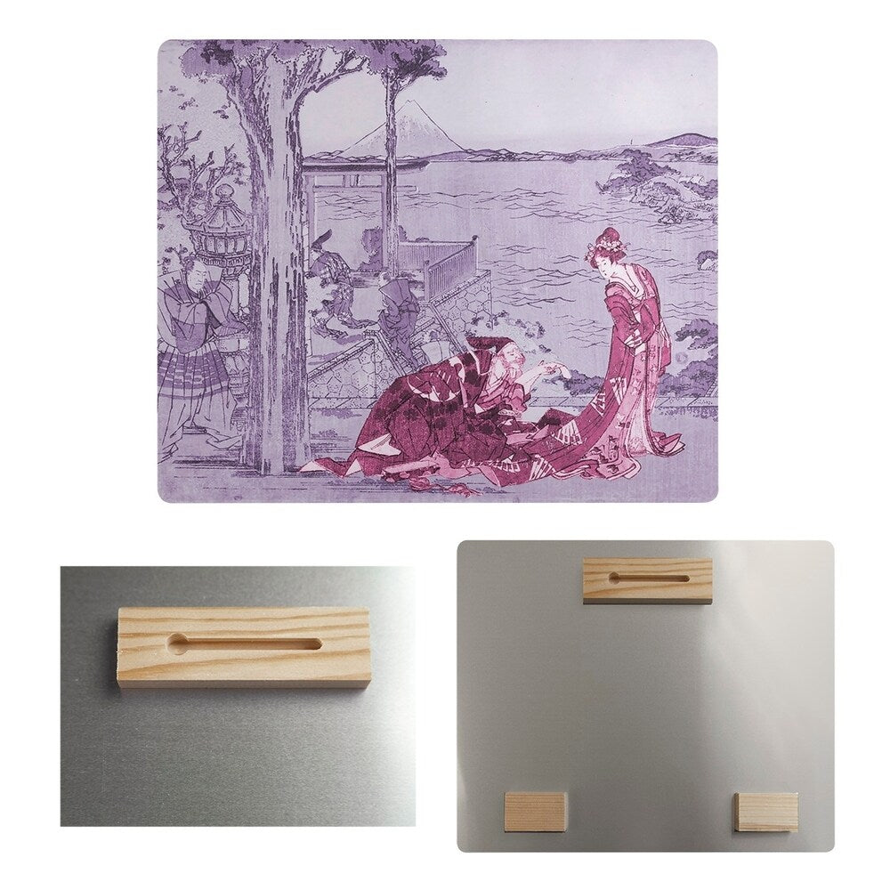 Katsushika Hokusai Japanese Courtesan in Pink and Purple Metal Print