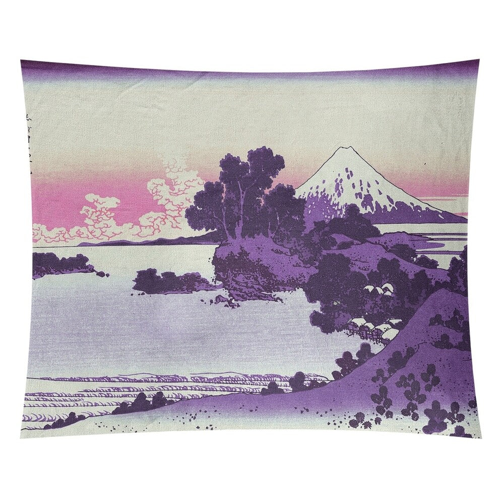 Katsushika Hokusai Shichiri Beach in Sagami Province in Purple and Pink Wall Tapestry - 26 x 36