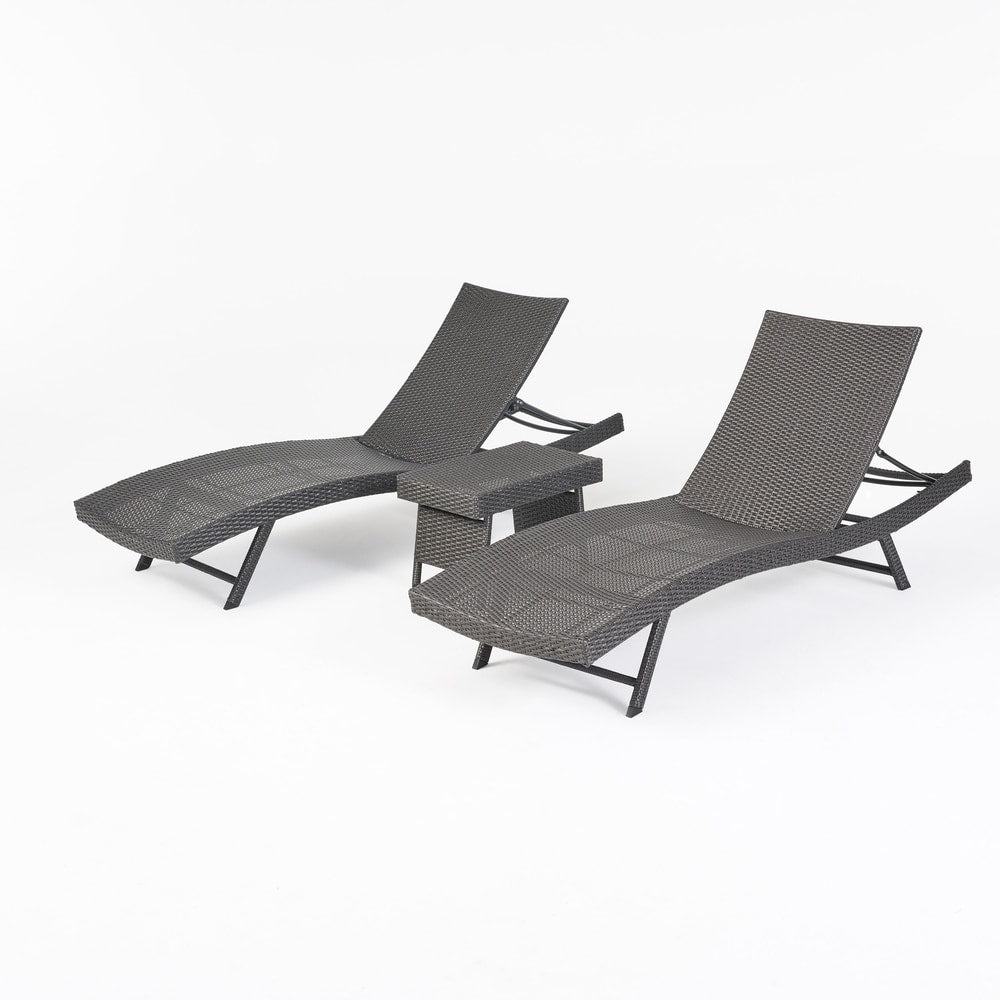 Kauai Outdoor 3 Piece Wicker Chaise Lounge Set by Christopher Knight home