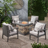 Kaula 5-piece Wicker Club Chair Fire Pit Set by Christopher Knight Home