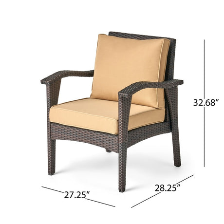 Kaula 5-piece Wicker Club Chair Fire Pit Set by Christopher Knight Home