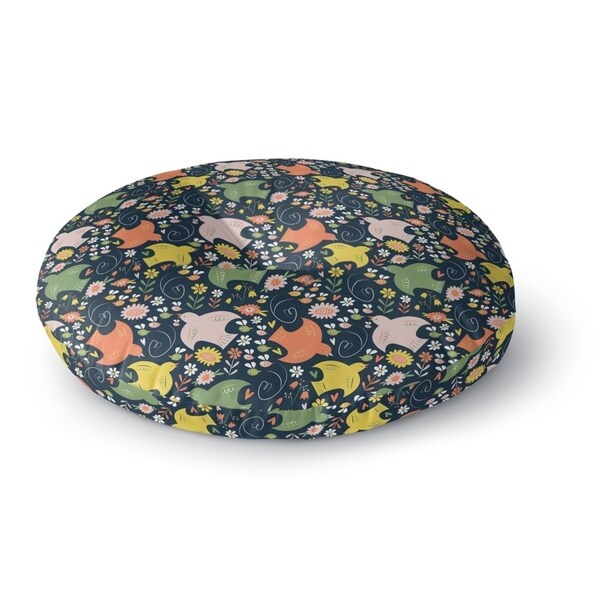 Kavka Designs Birds and Bees Orange/Green/Yellow Floor Pillow
