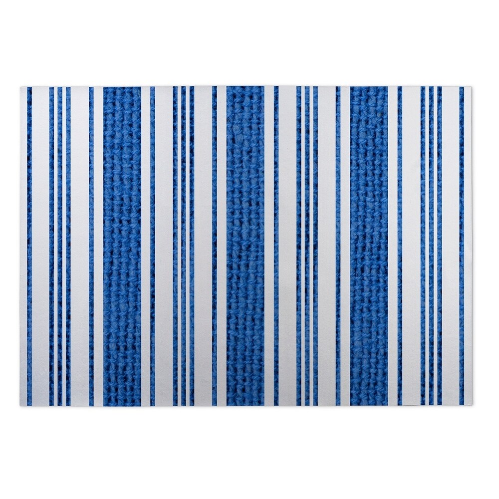 Kavka Designs Blue/White Cummaquid Blue Indoor/Outdoor Floor Mat (8' X 8') - 8' x 8'
